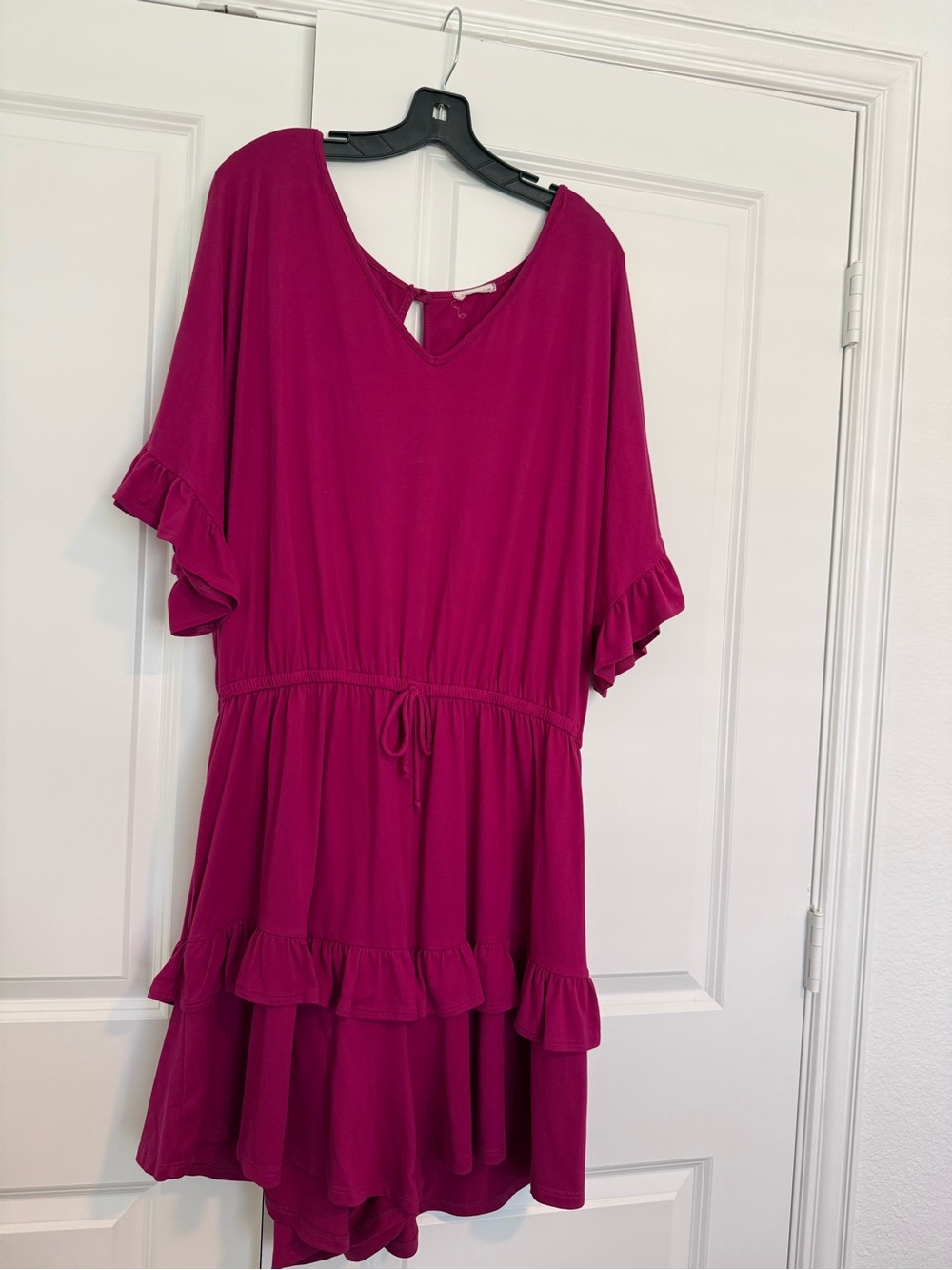 Chic Soul Magenta Ruffle Romper